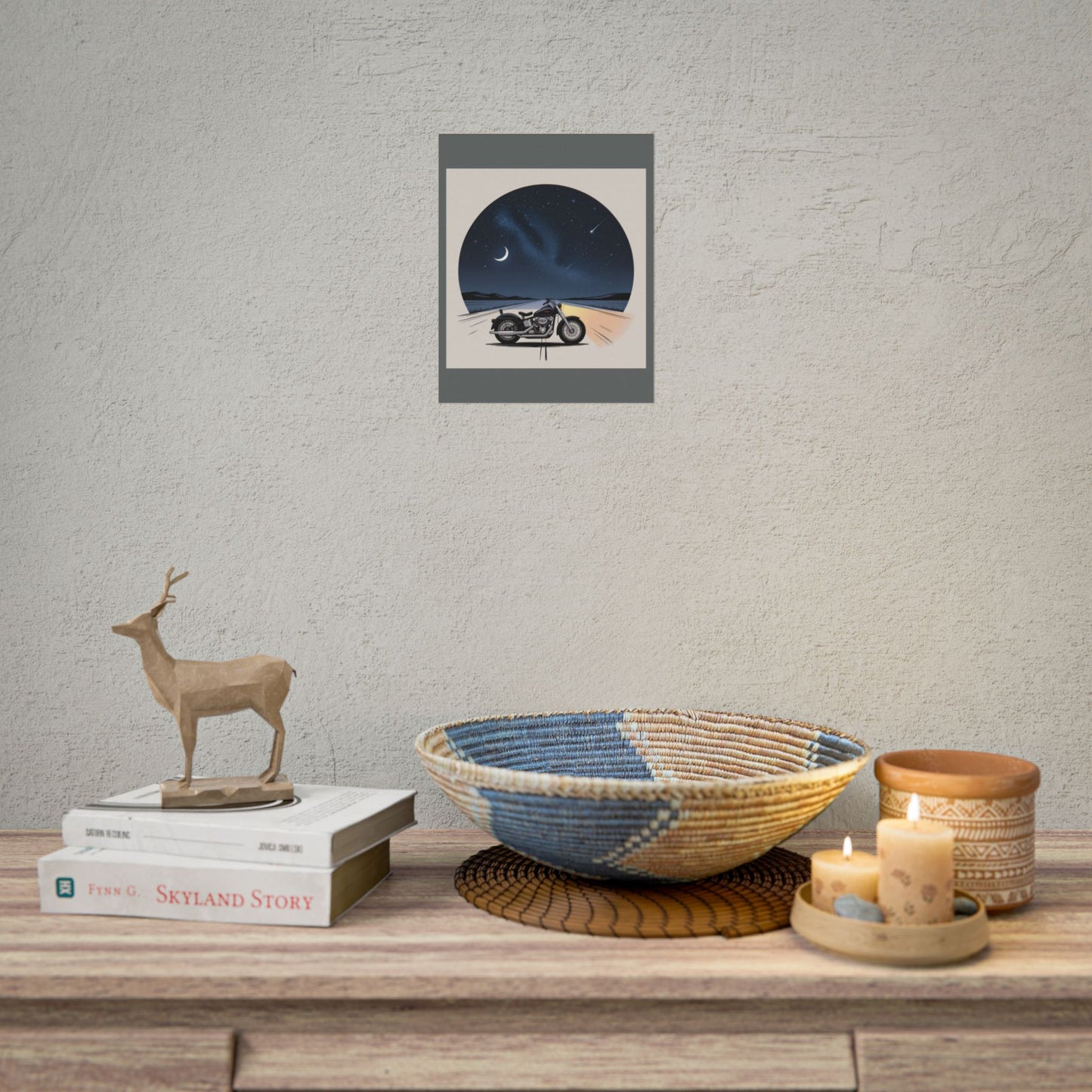 Motorcycle Night Sky Rolled Posters