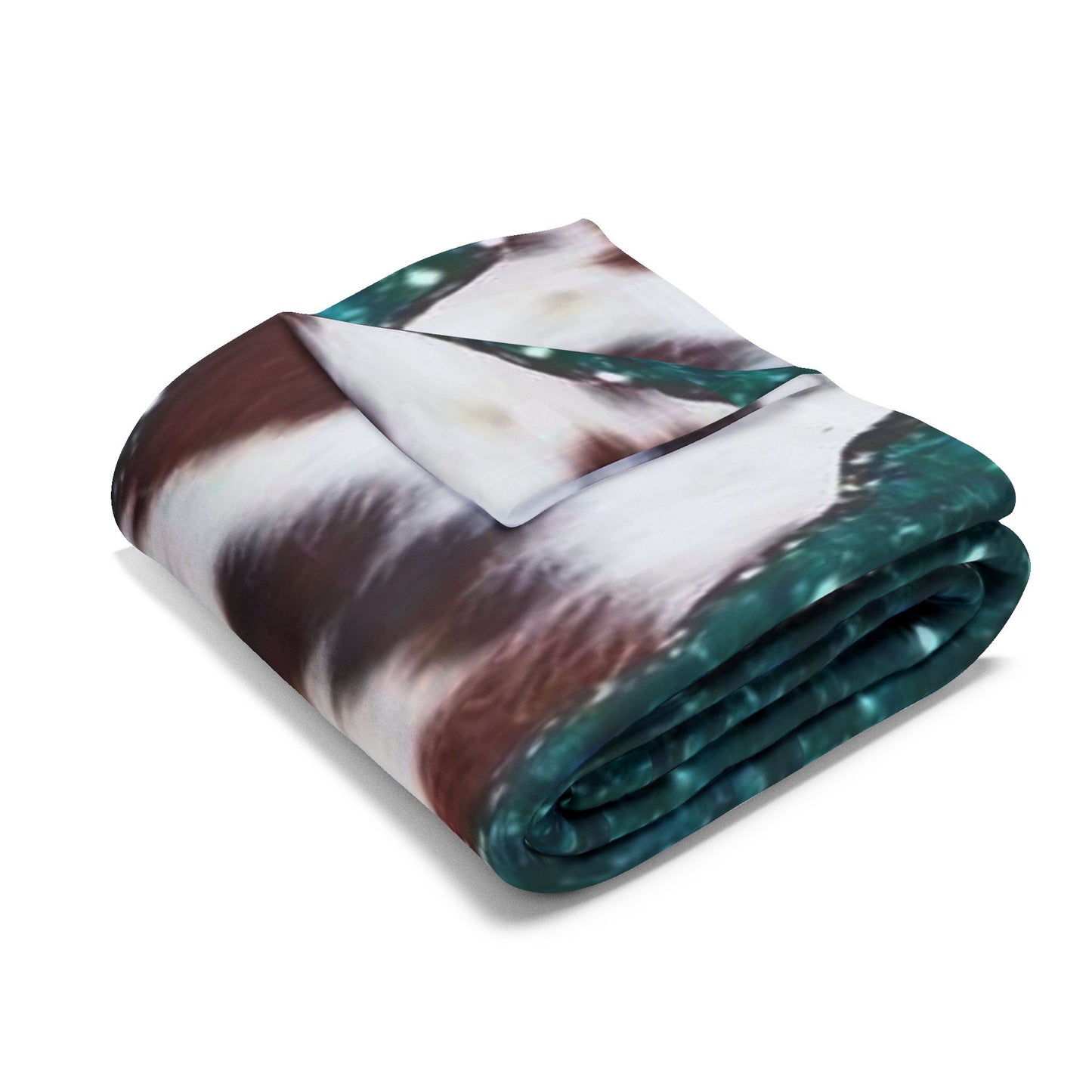 Fleece Blanket — Teal Glitter & Cowhide Pattern Cozy Throw