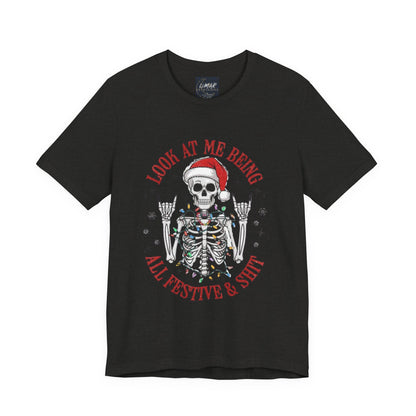 Festive Skeleton Tee - Unisex Jersey Short Sleeve T-Shirt
