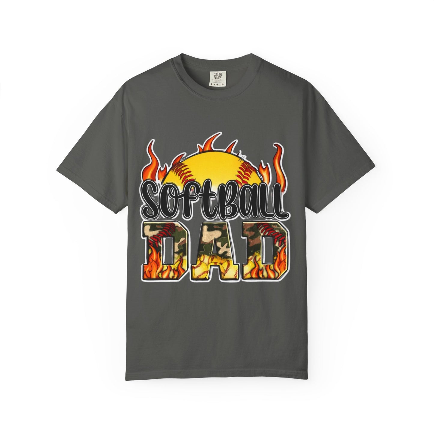 Softball Dad T-Shirt — Flaming Softball Design