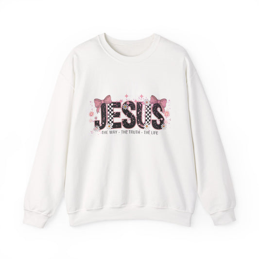 Jesus Floral Crewneck Sweatshirt – The Way The Truth The Life Christian Pullover