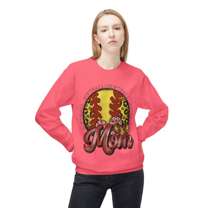 Softball Mom Crewneck Sweatshirt – Leopard Stitch Ball Graphic