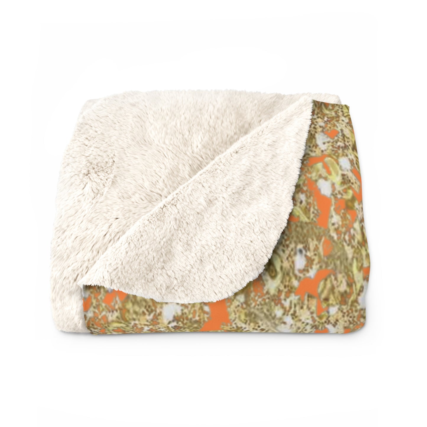 Gold Glitter Leopard Sherpa Blanket — Orange Animal Print Cozy Throw