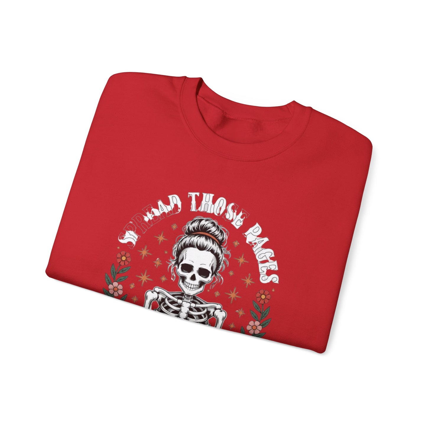 Skeleton Reading Sweatshirt — "And Then There Were None" Floral Gothic Crewneck