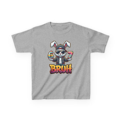 Kids 'Bruh 6 7' Bunny Graphic Tee — Cool Cartoon Bunny Shirt for Kids