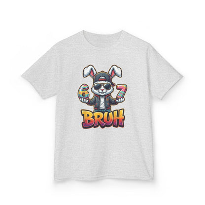 Kids 'Bruh 6 7' Bunny Graphic Tee — Cool Cartoon Bunny Shirt for Kids