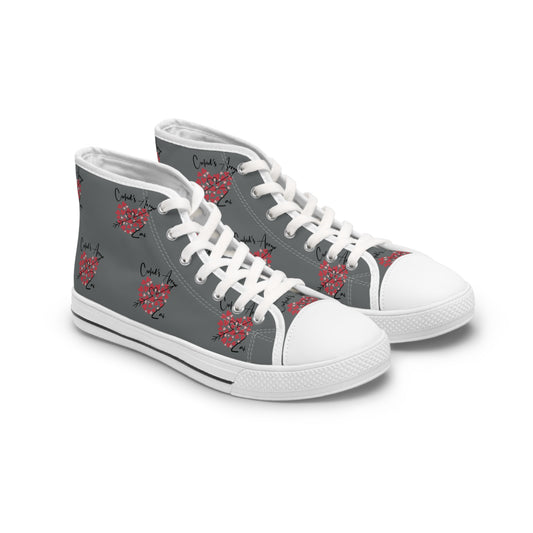 Cupid's Arrow- High Top Sneakers - Heart Design, Trendy Women's Footwear,
