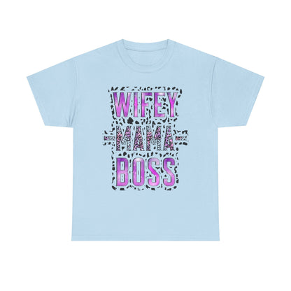 Wifey Mama Boss T-Shirt — Purple Leopard Graphic Tee for Moms