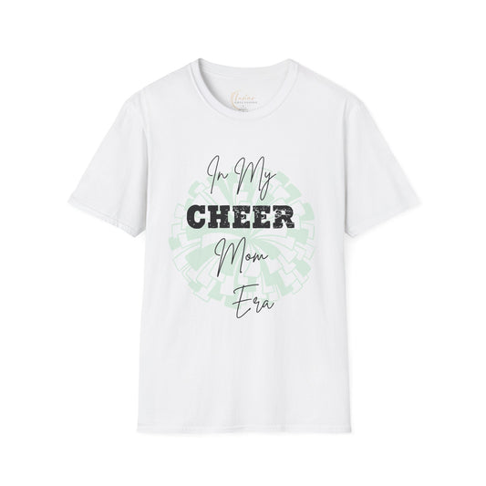 Cheer Mom T‑Shirt — "In My Cheer Mom Era" Graphic Tee | Soft White Cheerleading Gift