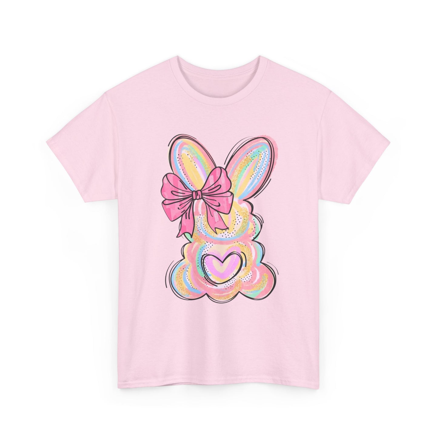 Pastel Bunny Heart T‑Shirt — Cute Easter Bunny Tee with Bow