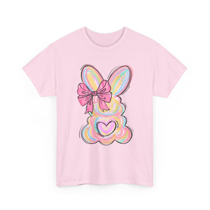 Pastel Bunny Heart T‑Shirt — Cute Easter Bunny Tee with Bow
