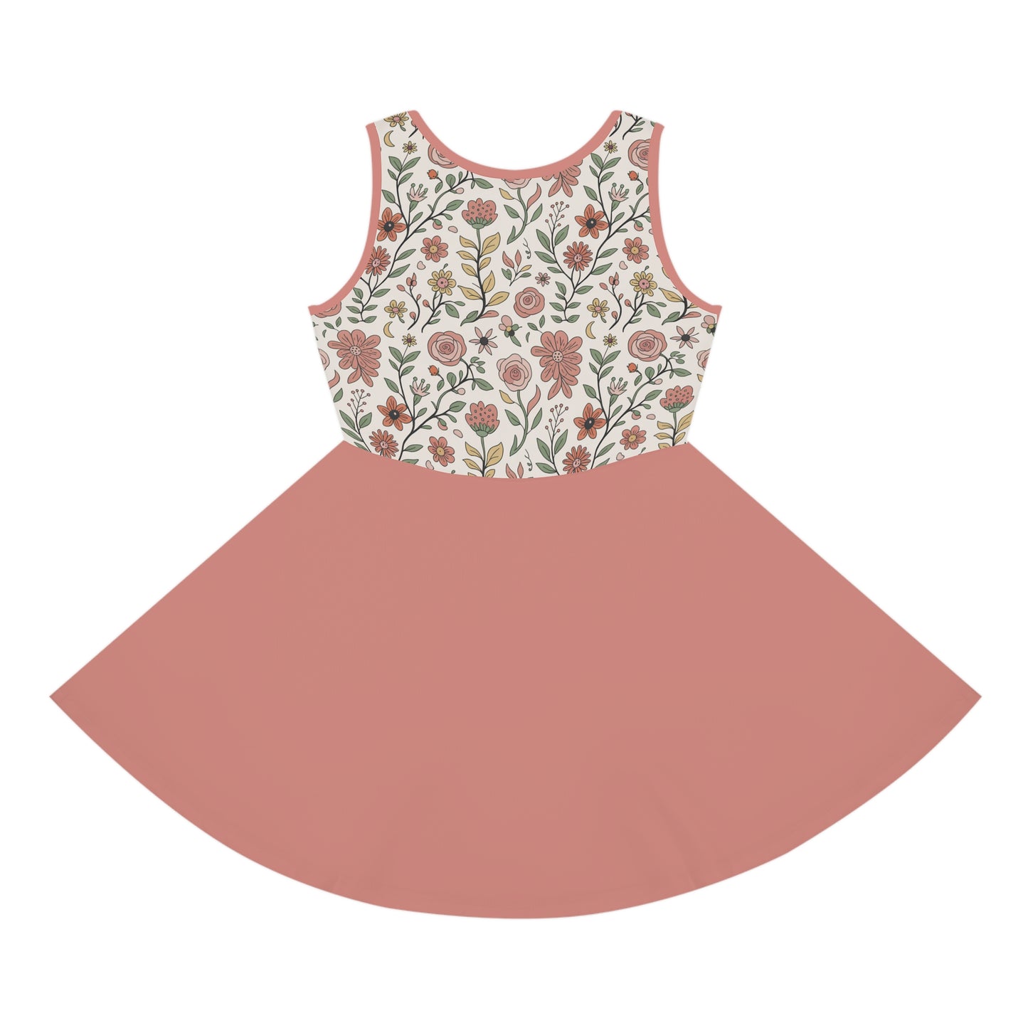 Floral Girls' Sundress, Girls Summer Dress, Kids Floral Dress, Cute Sleeveless Dress, Flower Dress for Parties