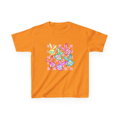 Kids Tee — Colorful Pastel Bunny Badges “Hug Me” Graphic