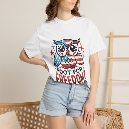 Patriotic 'Hoot for Freedom' Owl T-Shirt