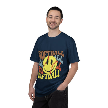 Softball Smile T-Shirt — Retro Smiley Softball Graphic Tee