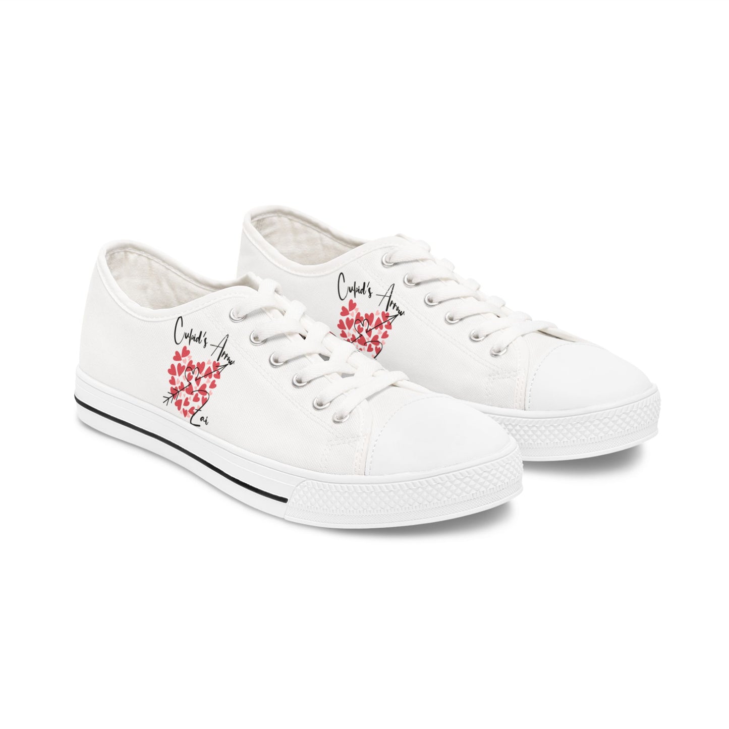 Chic Casual Sneakers, Heart Design Shoes, Women's Low Top Sneakers, Trendy Footwear, Stylish Everyday Sneakers