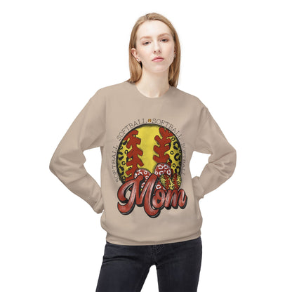 Softball Mom Crewneck Sweatshirt – Leopard Stitch Ball Graphic