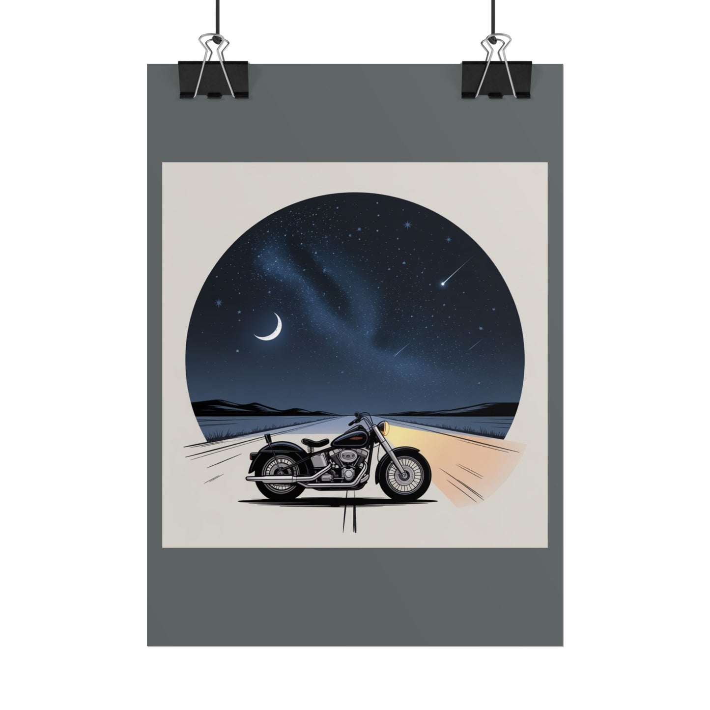 Motorcycle Night Sky Rolled Posters