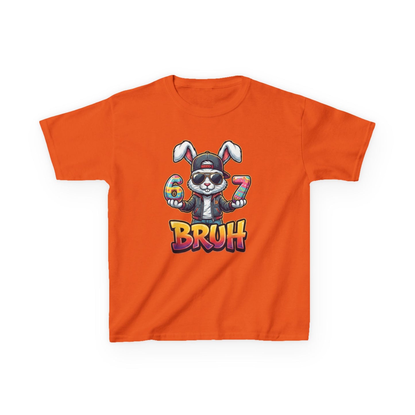 Kids 'Bruh 6 7' Bunny Graphic Tee — Cool Cartoon Bunny Shirt for Kids