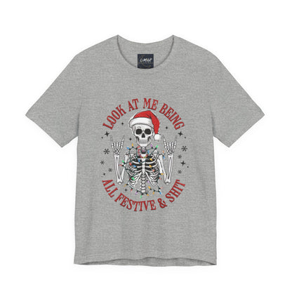 Festive Skeleton Tee - Unisex Jersey Short Sleeve T-Shirt