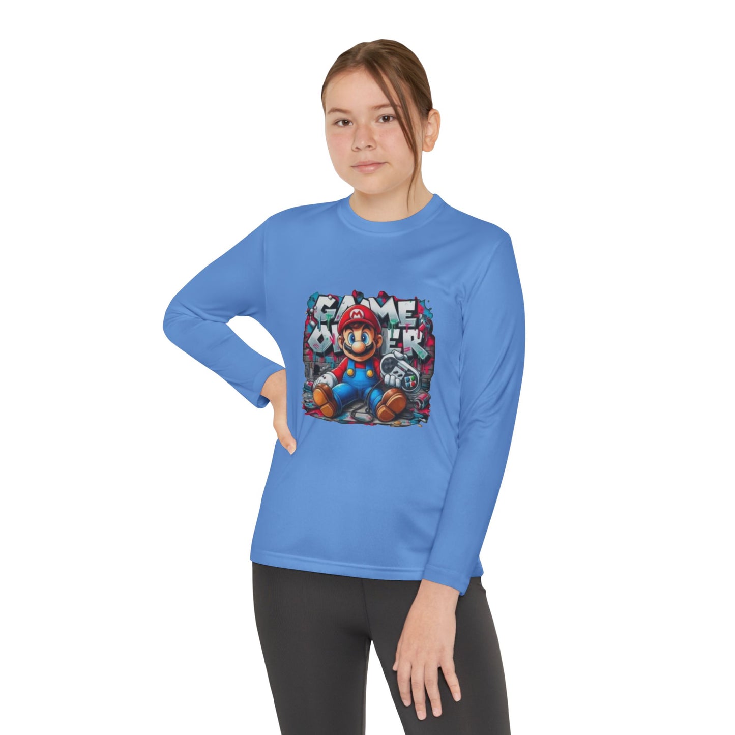 "Game Over" Graphic Youth Long Sleeve Gamer Character Tee