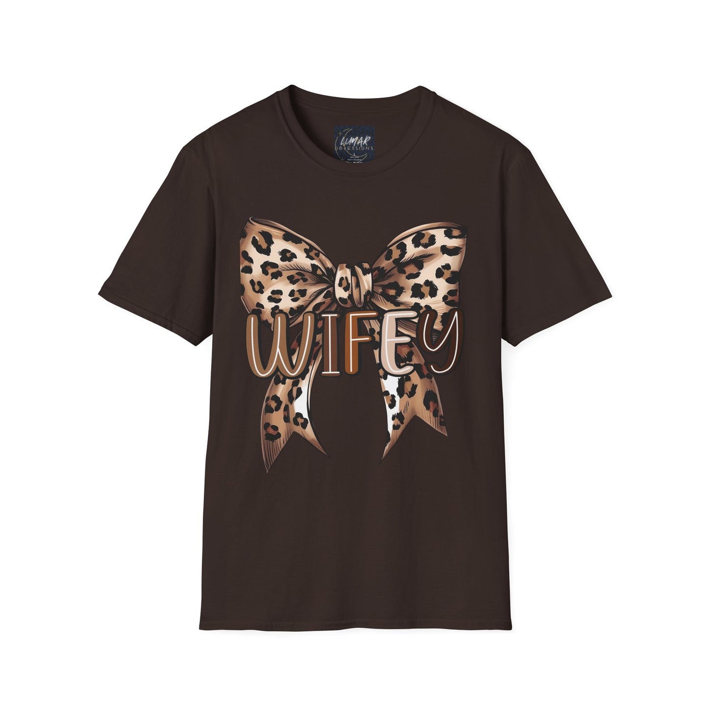 Wifey Leopard Bow T-Shirt — 'WIFEY' Leopard Print Bow Tee