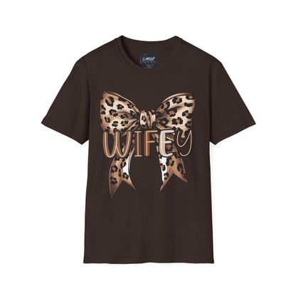 Wifey Leopard Bow T-Shirt — 'WIFEY' Leopard Print Bow Tee
