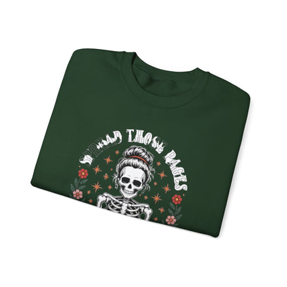 Skeleton Reading Sweatshirt — "And Then There Were None" Floral Gothic Crewneck