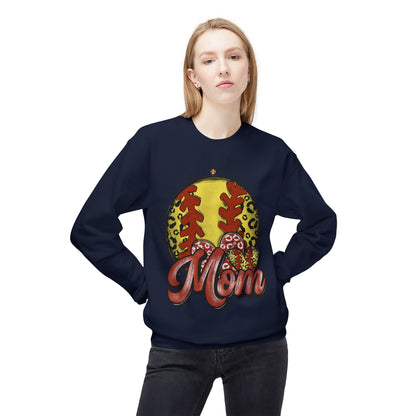 Softball Mom Crewneck Sweatshirt – Leopard Stitch Ball Graphic