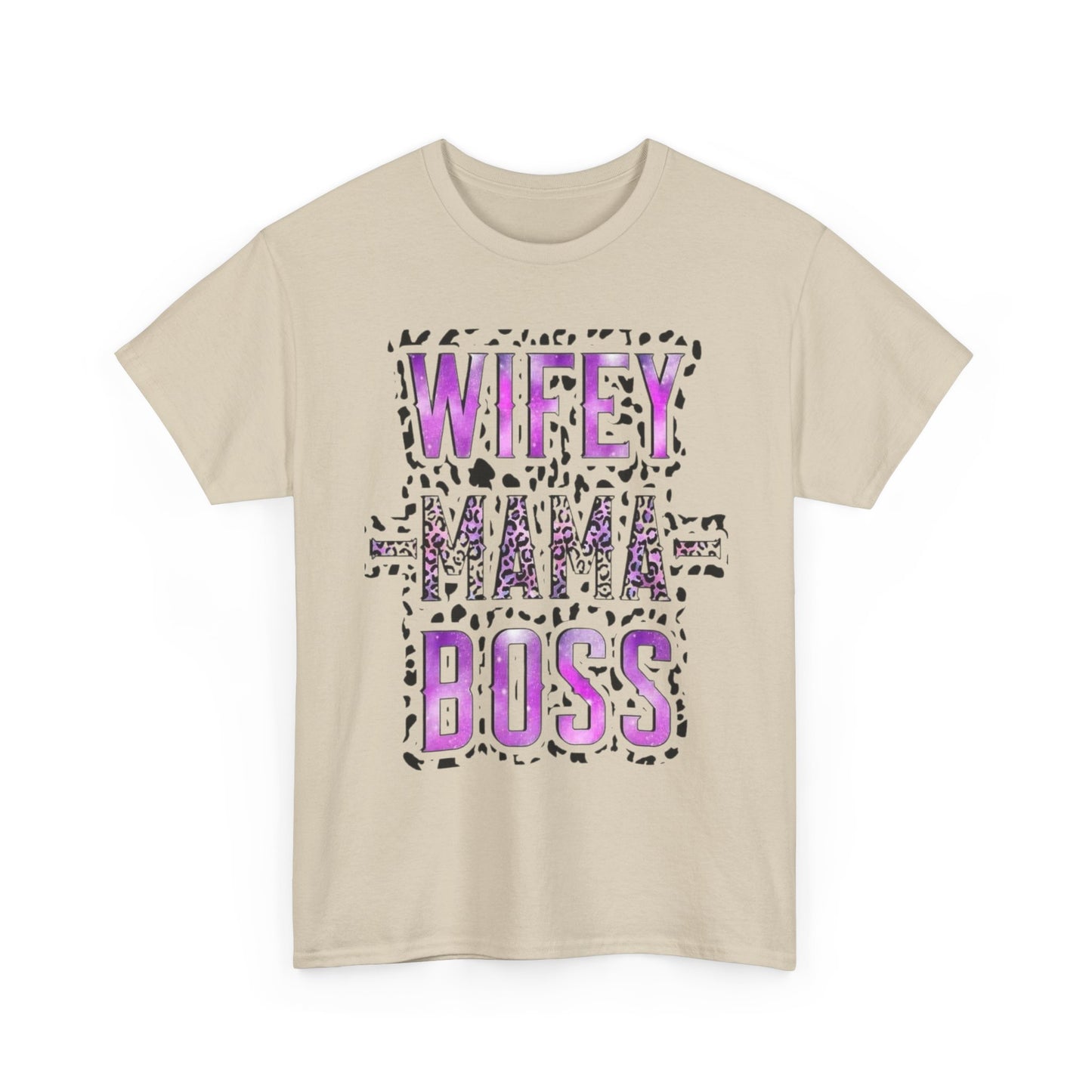 Wifey Mama Boss T-Shirt — Purple Leopard Graphic Tee for Moms