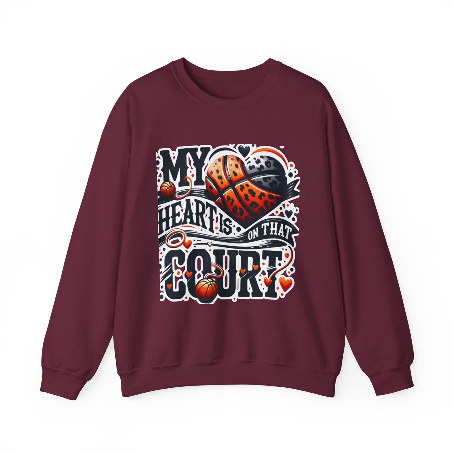 Basketball 'My ❤️Is On That Court' Crewneck Sweatshirt