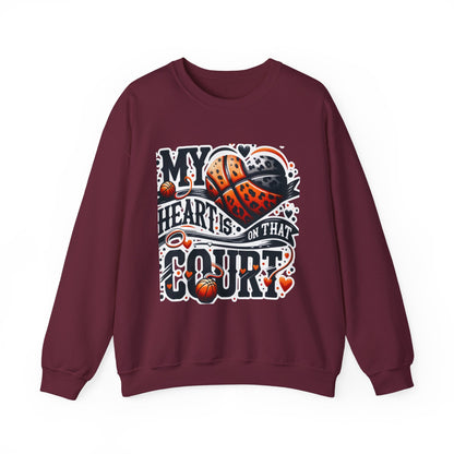 Basketball 'My ❤️Is On That Court' Crewneck Sweatshirt
