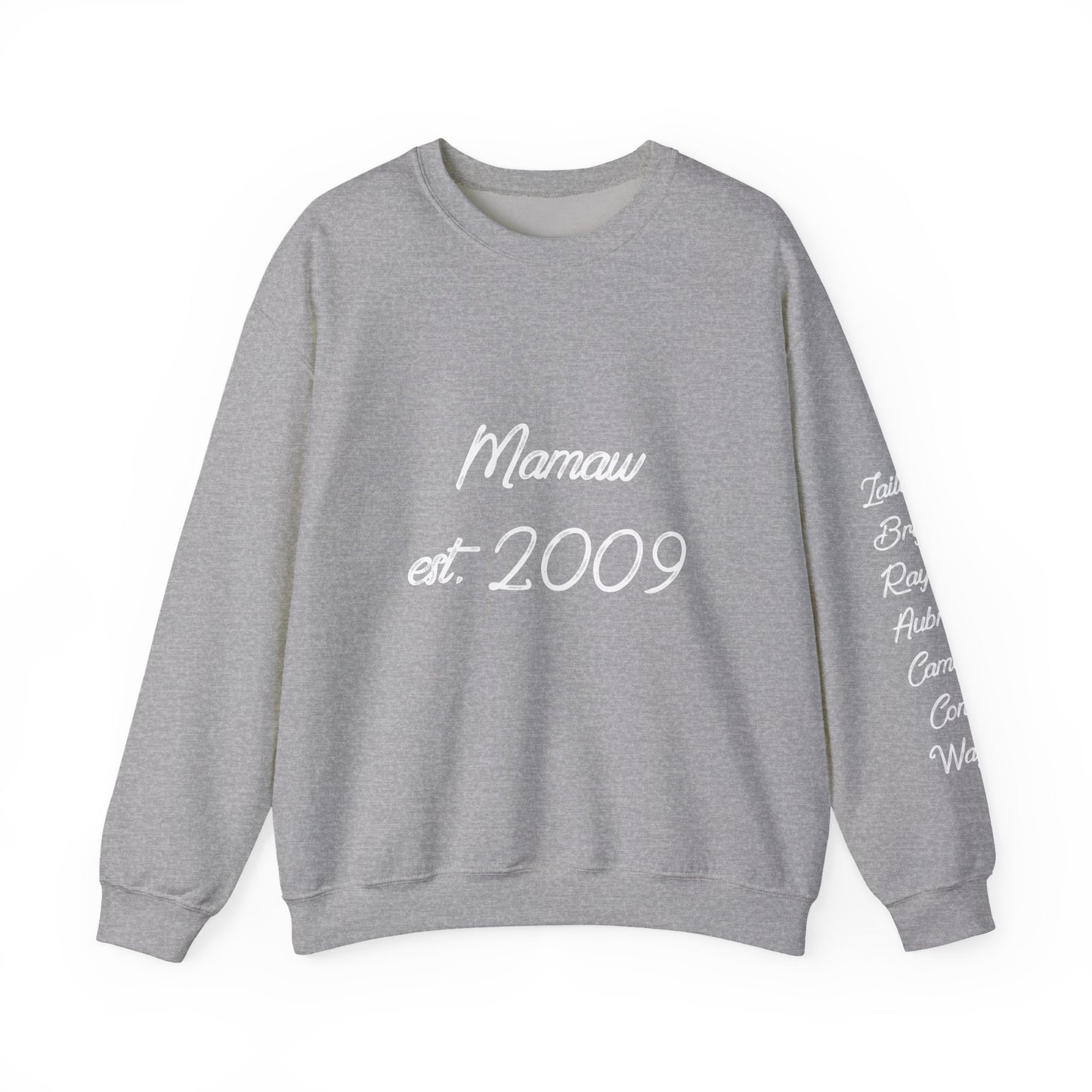 Mamaw Est. 2009 Crewneck Sweatshirt — Personalized Grandma Gift