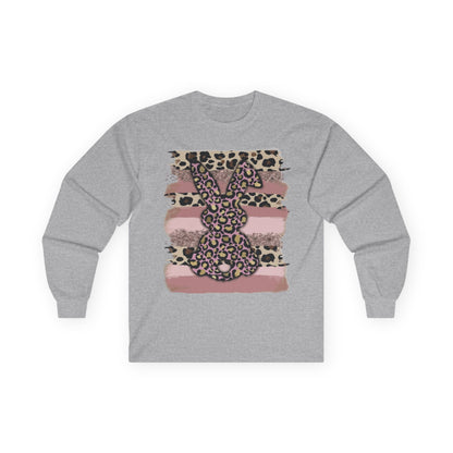 Leopard Bunny Long Sleeve Tee — Pink Stripes & Animal Print