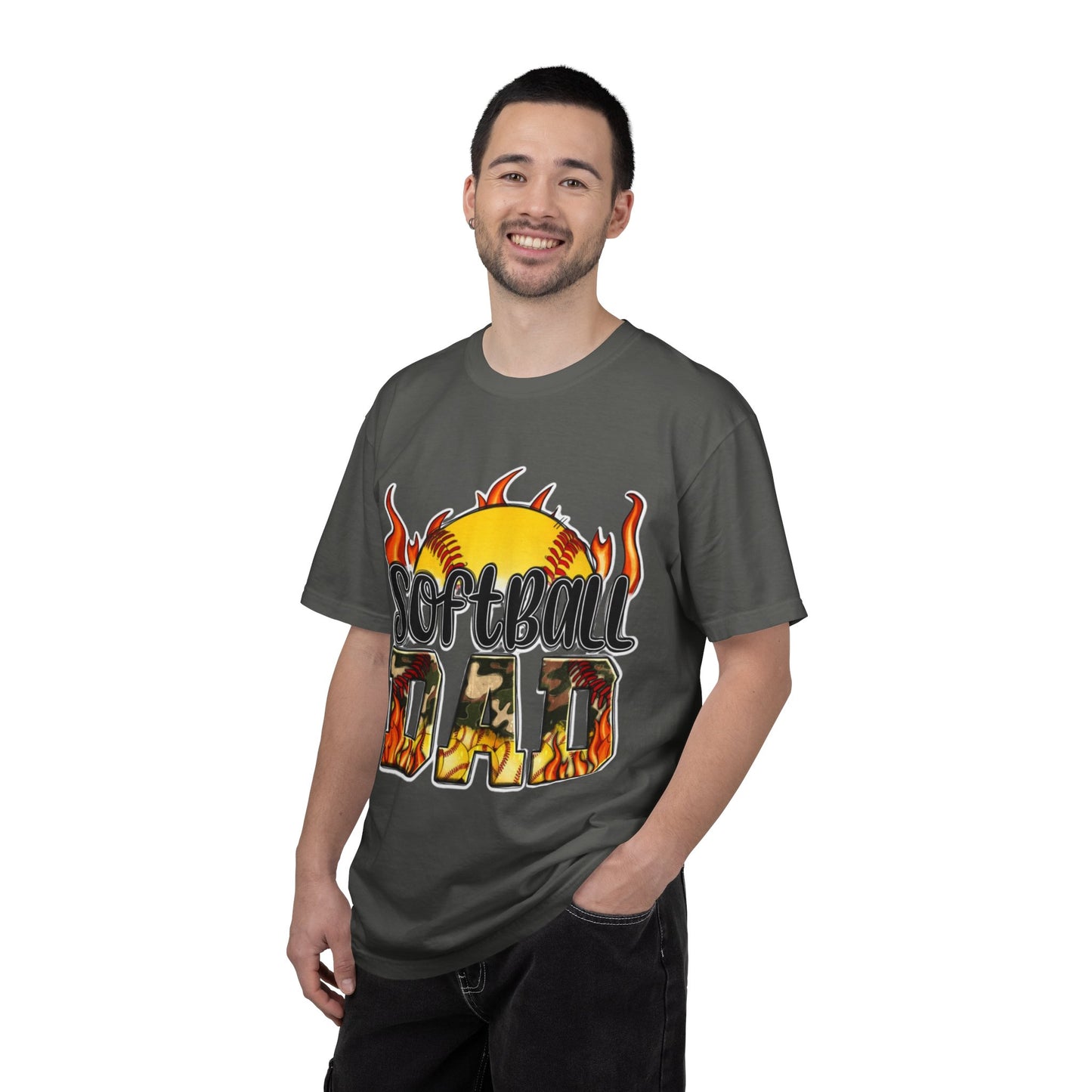 Softball Dad T-Shirt — Flaming Softball Design