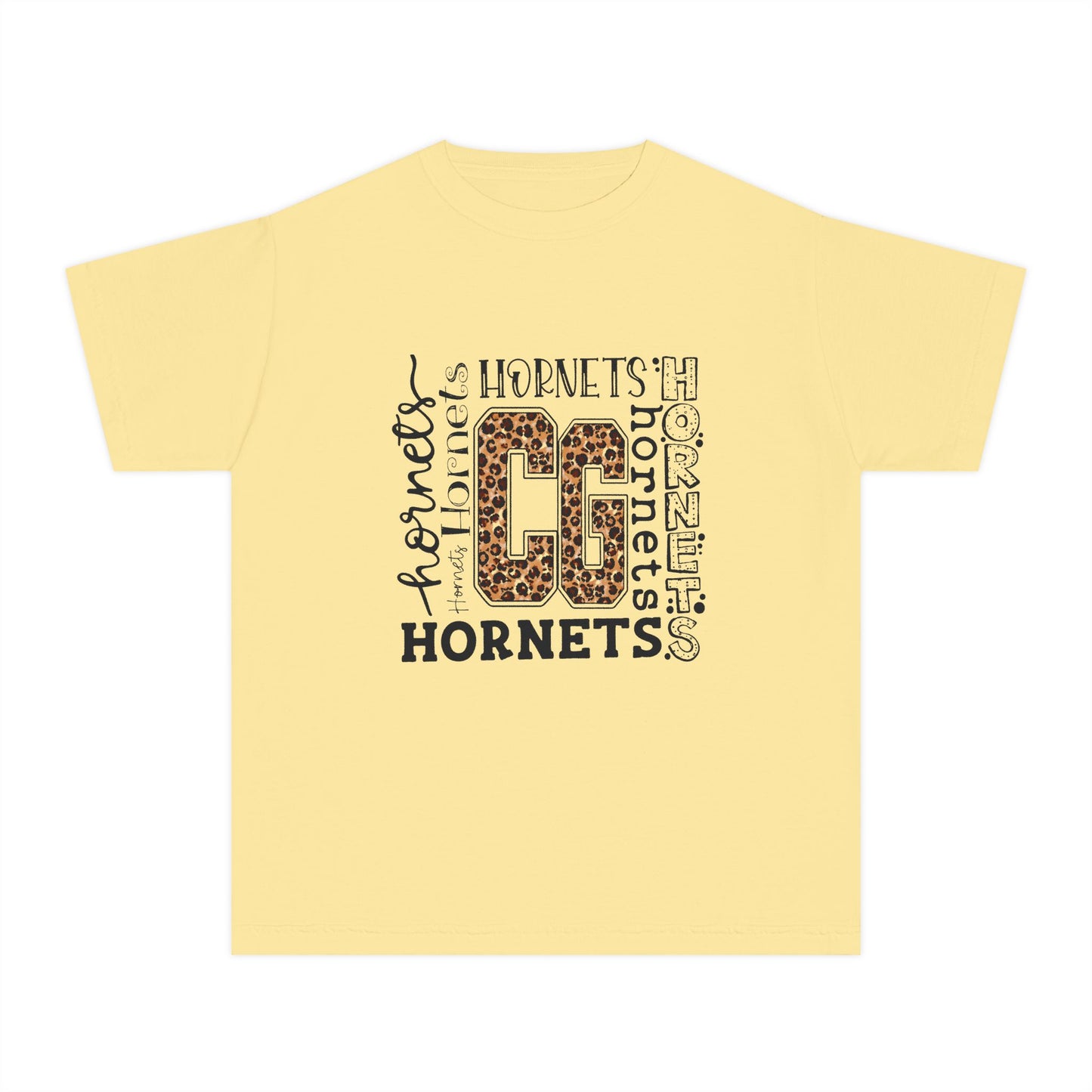 Youth Hornets Tee — Leopard Print 'CG' School Spirit Shirt