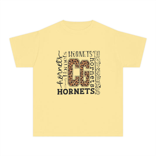 Youth Hornets Tee — Leopard Print 'CG' School Spirit Shirt