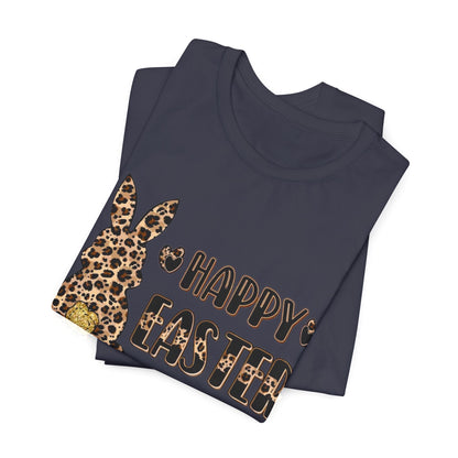 Leopard Print 'Happy Easter' Bunny Tee