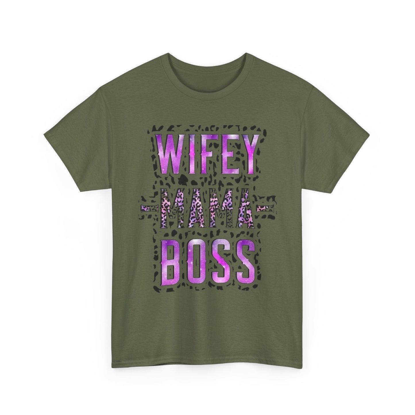 Wifey Mama Boss T-Shirt — Purple Leopard Graphic Tee for Moms