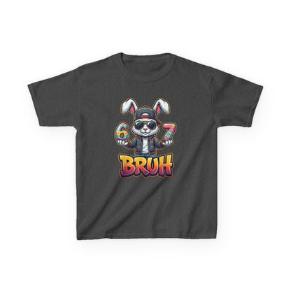 Kids 'Bruh 6 7' Bunny Graphic Tee — Cool Cartoon Bunny Shirt for Kids
