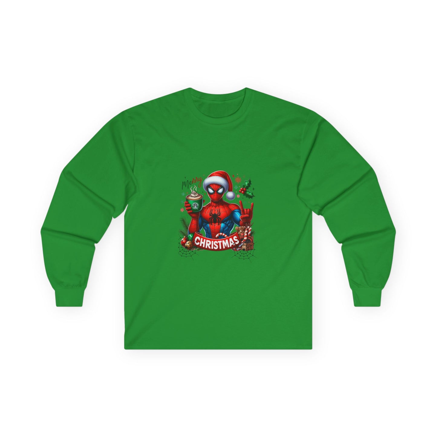 Christmas and Coffee with Spidey- Unisex Ultra Cotton Long Sleeve Tee