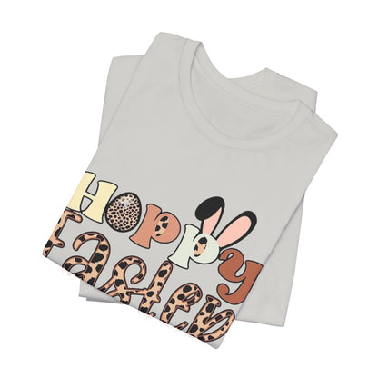 Happy Easter Leopard Print Tee — Cute Bunny Egg Holiday T-Shirt