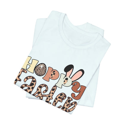 Happy Easter Leopard Print Tee — Cute Bunny Egg Holiday T-Shirt