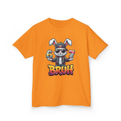 Kids 'Bruh 6 7' Bunny Graphic Tee — Cool Cartoon Bunny Shirt for Kids