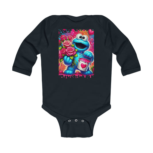 Valentine Cookie Monster Infant Long Sleeve Bodysuit — Cute "Cookie Monster" Love Onesie
