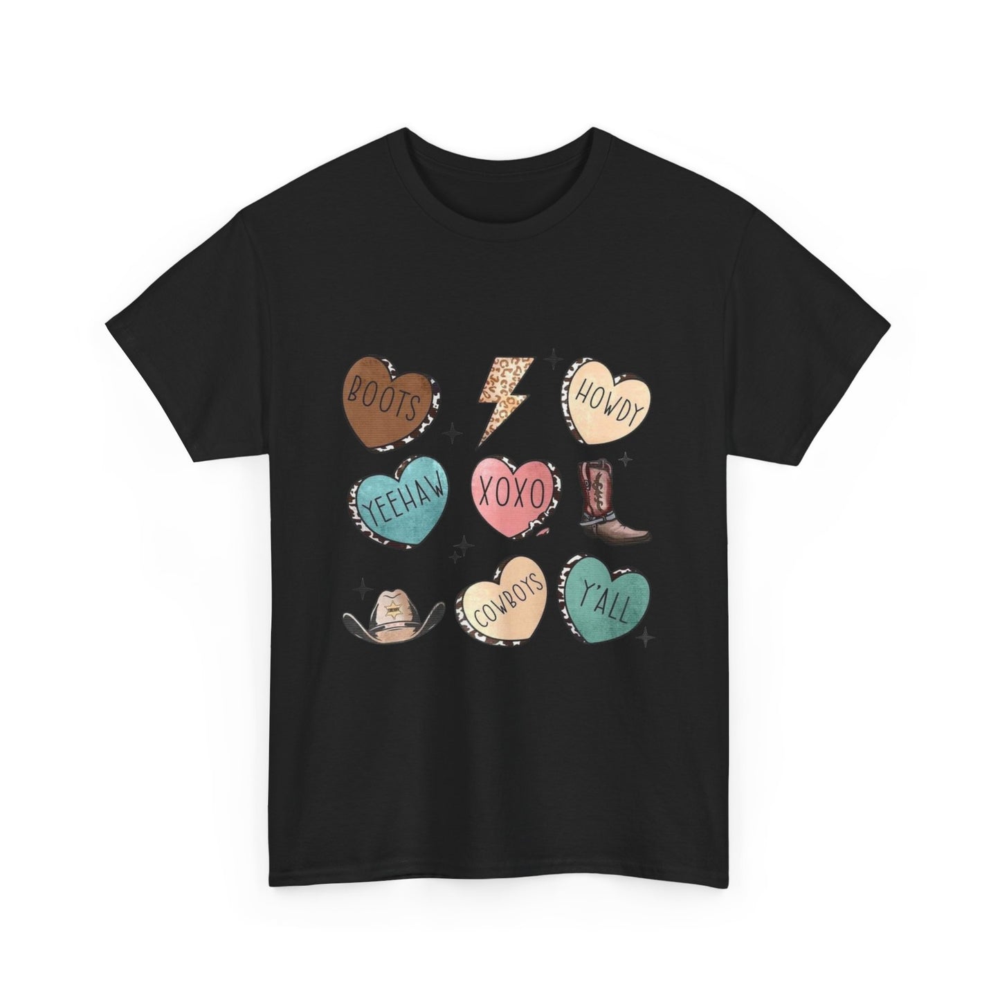 Cowgirl Candy Heart Tee — Cute Western Hearts Graphic T-Shirt (XOXO, Howdy, Y'all)