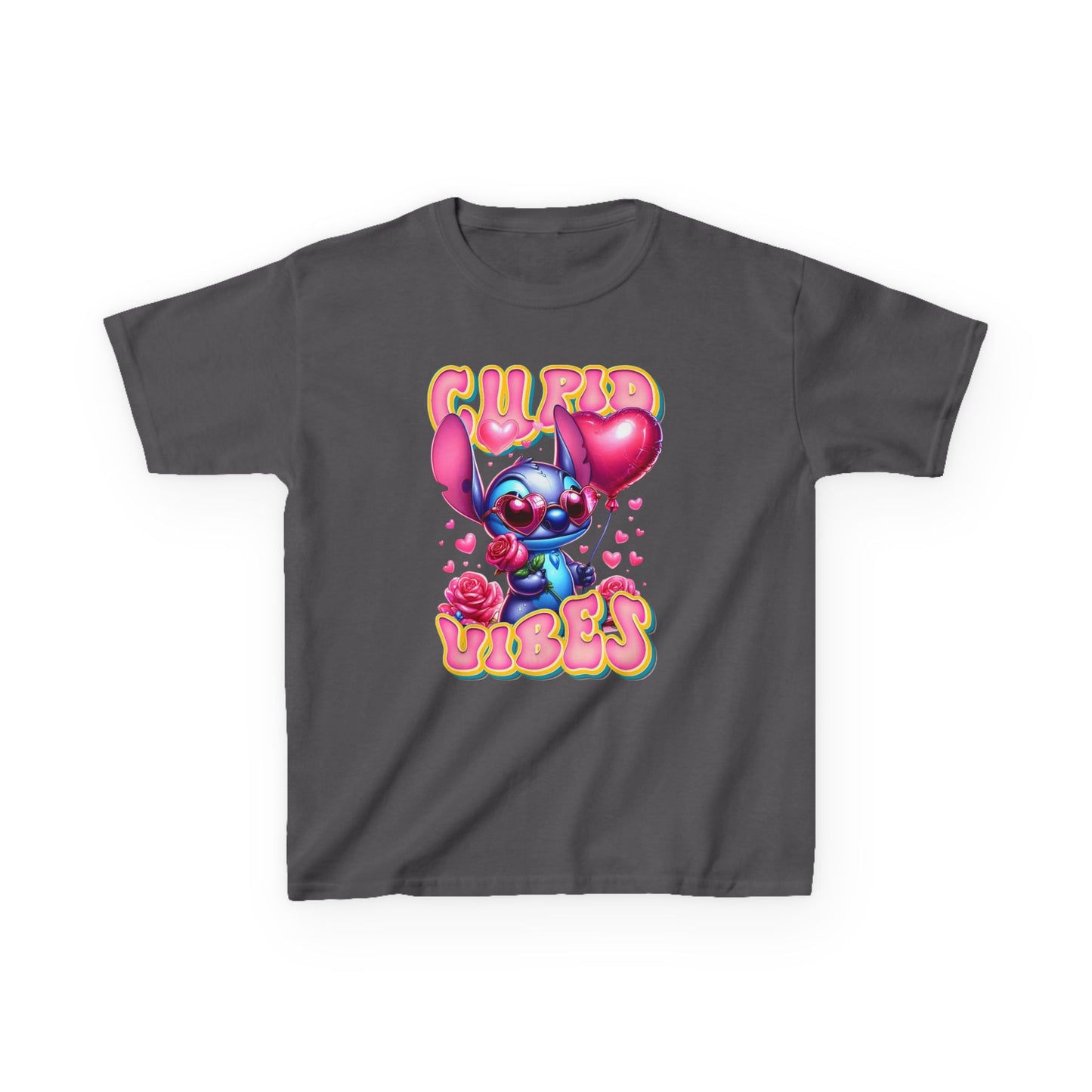 Kids Tee — 'Cupid Vibes' Cute Cartoon Cupid Character Valentine Shirt