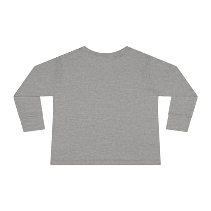 BLUE-Y Toddler Long Sleeve Tee — "OMG Santa! I Know Him!" DOG Christmas Shirt