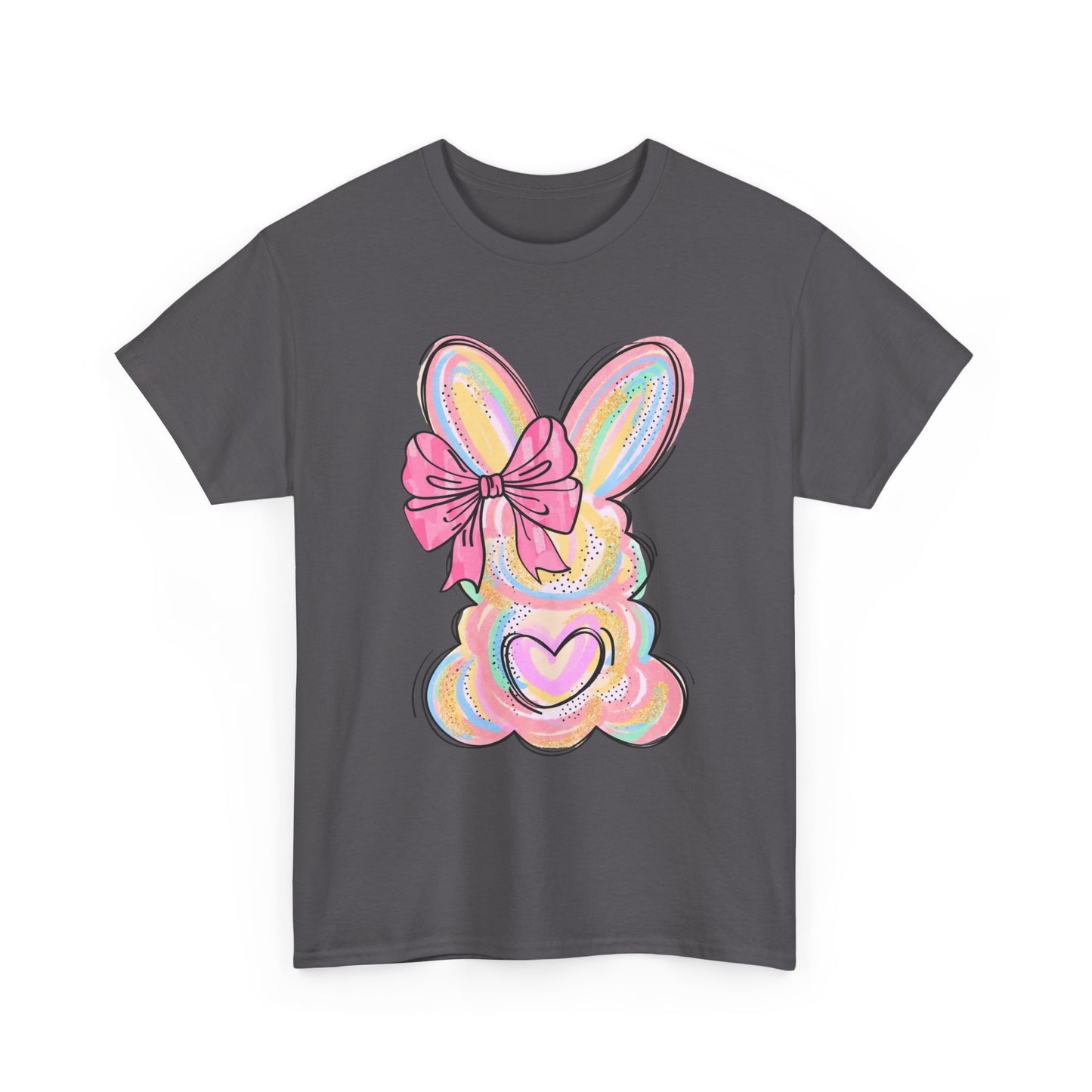 Pastel Bunny Heart T‑Shirt — Cute Easter Bunny Tee with Bow