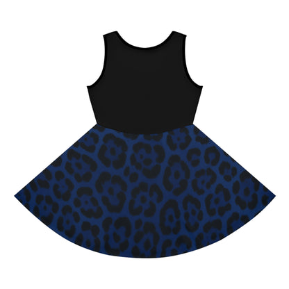 Blue Leopard Print Girls' Sundress